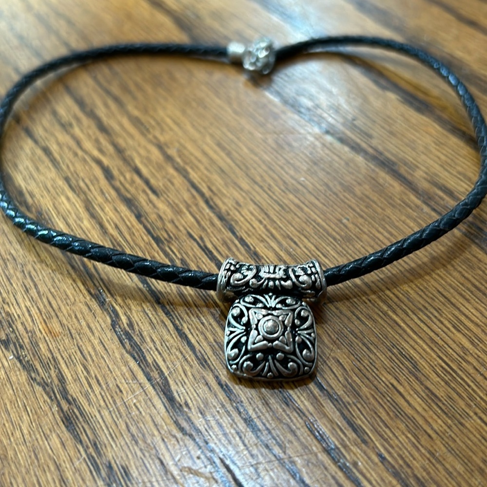 Black leather necklace